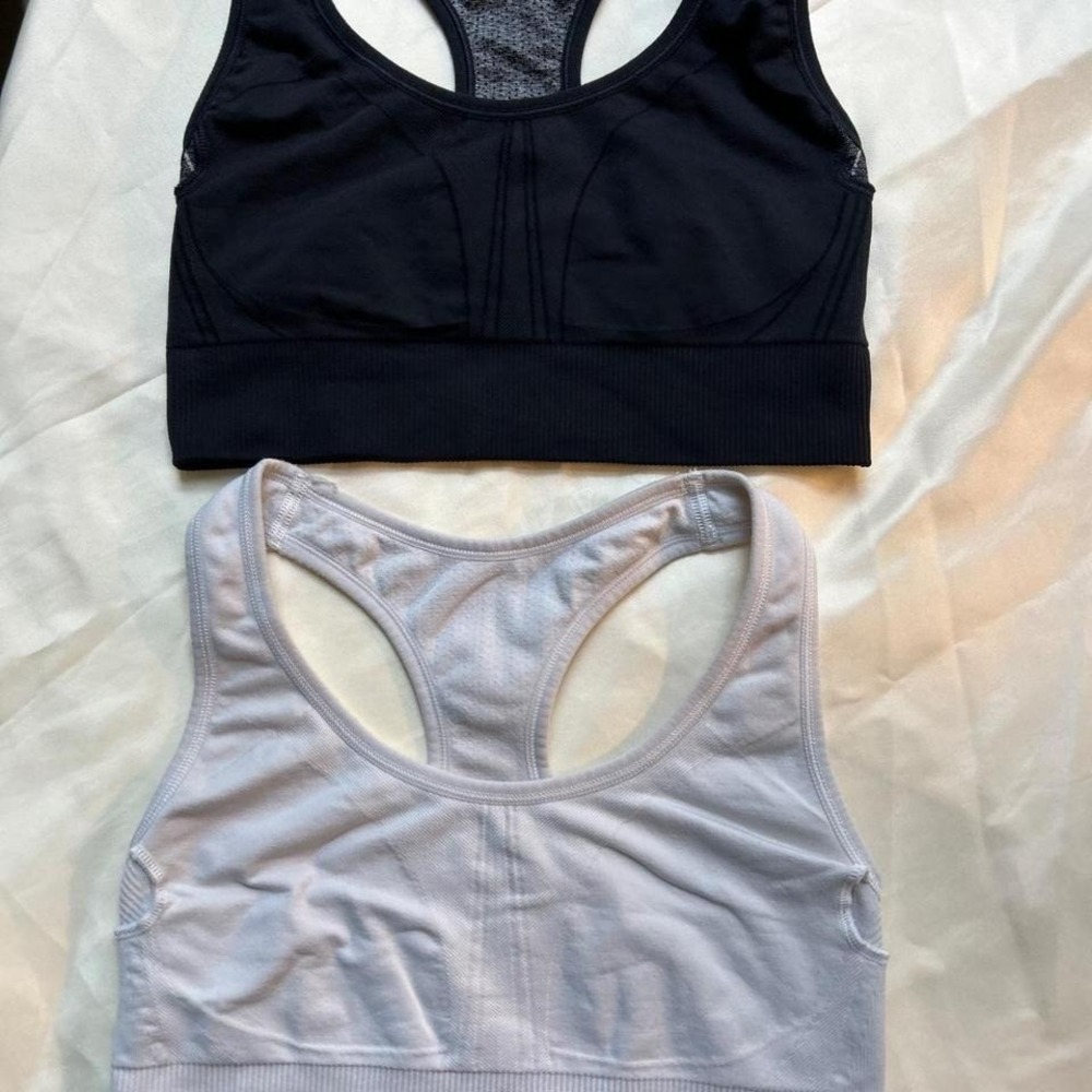 Lot of 2 All in Motion racerback sports bras size XL no pads gray/black